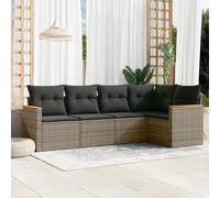 LAPOOH Juego de sofás jardín con Cojines 5 pzas ratán sintético Gris, Set De Jardin Exterior, Muebles De Jardin, Muebles Jardin Exterior, Conjunto Mueble Jardin, Conjunto Jardin Exterior - 3258350