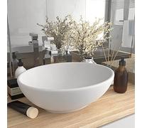 LAPOOH Lavabo de Lujo, Lavabo sobre Encimera, Lavabo Baño, Muebles De Baño, Mueble Lavabo, Ovalado cerámica Blanco Mate 40x33 cm