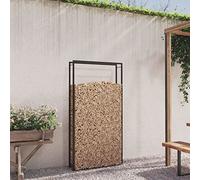 LAPOOH Leñero, Leñero Exterior, Guardar Leña Exterior, para Guardar Leña, Almacenaje Leña, Estante De Leña, de Acero Negro Mate 110x28x214 cm
