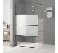 LAPOOH Mampara de Ducha Vidrio ESG Semiesmerilado Negro 115x195 cm, Cabina de Baño 152128