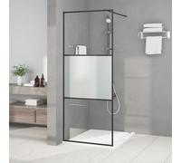 LAPOOH Mampara de Ducha Vidrio ESG Semiesmerilado Negro 80x195 cm, Cabina de Baño Con Panel de Vidrio 152105