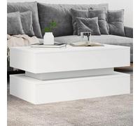 LAPOOH Mesa de Centro con Luces LED Blanco 90x50x40 cm, Mesa Baja Salon, Mesa Centro Salon, Mesa Auxiliar, Mesa Cafe, Mesita Salon, Muebles De Salon Modernos - 839861
