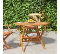 LAPOOH Mesa Jardin Exterior Plegable Madera Maciza de Acacia 90x75 cm, Mesa Terraza Y Jardín