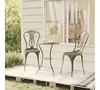 LAPOOH Mesa y sillas de bistró 3 Piezas, Set Exterior Jardin, Conjunto Mesa Y Sillas Terraza, Juegos Jardin, Conjunto De Jardin, Muebles Jardin Exterior, Aluminio Fundido Color Bronce