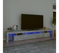 LAPOOH Mueble de TV con Luces LED Gris hormigón 260x36,5x40 cm, Mueble para TV Moderno
