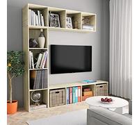 LAPOOH Mueble de TV y librería 3 Piezas Roble Sonoma 180x30x180 cm, Mesa TV, Mueble TV Salon, Mueble Television, Mesa Television, Muebles De Salon, Mesa Salón TV - 278791