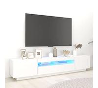 LAPOOH Mueble para TV con Luces LED, Mesa Television de Salon, Blanco 200x35x40 cm