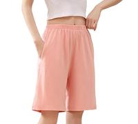 LApooh Pantalones Cortos De Pijama De Algodón para Mujer, Pantalones Cortos para Dormir Suaves, Pantalones Cortos hasta La Rodilla con Bolsillos, Pantalones Cortos De Salón con Estilo, Pantalones