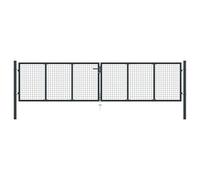LAPOOH Puerta de Malla de jardín Acero galvanizado Gris 400x125 cm, Puertas para Jardin, Puertas De Exterior, Valla Jardín, Rejas para Puertas De Entrada145776