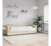 LAPOOH Sofá Cama con colchón Tela Crema 90x200 cm, Estructura de Cama, Sofas De Salon, Sofa Relax, Sofa Bed, Base De Cama, Marco De Cama, Somier - 3197620