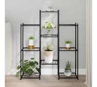 LAPOOH Soporte para flores de hierro negro 83x25x100 cm, Soporte Plantas Interior, Macetero Alto, Estanteria Plantas, Soporte Macetas, Estante Plantas, Maceteros Escalera