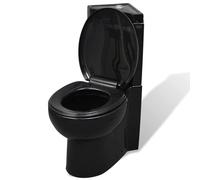 LAPOOH WC inodoro de cerámica inodoro de esquina negro, WC inodoro de cerámica, baño de inodoro, accesorios de baño (SPU: 141134)