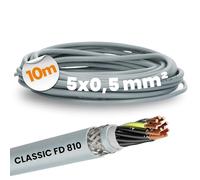 Lapp 0026203 ÖLFLEX CLASSIC FD 810 CY 5 x 0,5 mm² Cable de control de PVC con conductor de protección verde y amarillo, adecuado para cadenas de arrastre, cable de control apantallado, 5 hilos, color
