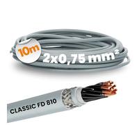 Lapp 0026219 ÖLFLEX CLASSIC FD 810 CY - Cable de control de PVC (10 m, 2 x 0,75 mm², para cadenas de arrastre, cable de control, 2 núcleos), color gris