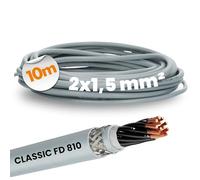 Lapp 0026249 ÖLFLEX CLASSIC FD 810 CY - Cable de control de PVC (10 m, 2 x 1,5 mm², apto para cadenas de remolque, cable de control, 2 hilos, 3G1,5), color gris