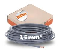 Lapp 100 m H07V-K 1,5 mm² Gris - Cable de Cableado Flexible de PVC | Hilo de cobre de hilos finos para armarios de control y máquinas, conductor clase 5 para instalaciones secas