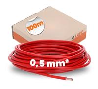 Lapp cable PVC H05V-K 0,5 mm² 100 m rojo - cobre flexible | Hilo de cobre fino flexible con diámetro exterior de 2,1 mm, tensión nominal 300/500 V y alta resistencia térmica.