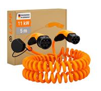 Lapp Mobility Cable Carga Coche Eléctrico Tipo 2, 11kW, 22A, Trifásico | Modo 3 - Cable Espiral de Carga Vehículo Eléctrico, Cargador EV, Portátil Cable Recarga Coche Eléctrico -5m Naranja