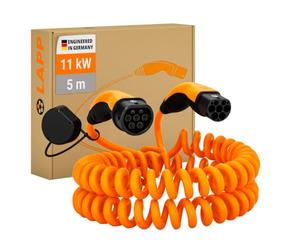 Lapp Mobility Cable Carga Coche Eléctrico Tipo 2, 11kW, 22A, Trifásico | Modo 3 - Cable Espiral de Carga Vehículo Eléctrico, Cargador EV, Portátil Cable Recarga Coche Eléctrico -5m Naranja