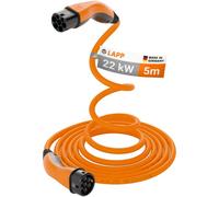 LAPP MOBILITY Cable Carga Coche Electrico Tipo 2, 22kW, 32A, Autorretráctil, Trifásico, Modo 3 - Cable Recarga EV Rapida - para Casa Wallbox y Estacion De Carga Coche, 5m Naranja