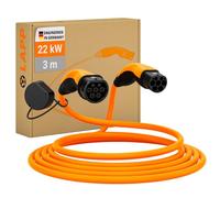 Lapp Mobility Cable Carga Coche Eléctrico Tipo 2, 22kW, 32A, Trifásico | Modo 3 - Cable de Carga Vehículo Eléctrico, Helix, Cargador EV, Portátil Cable Recarga Coche, Autorretráctil - 3m Naranja