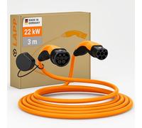LAPP MOBILITY Cable de Carga Helix Tipo 2 22 KW/Auto-retráctil / 32 A/trifásico/Cable de Carga para Coche/Modo 3 / 3m, Naranja