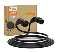 Cable de Carga para Vehículos Eléctricos Tipo 2 / 22kW / 32A / 5m (Negro) - LAPP