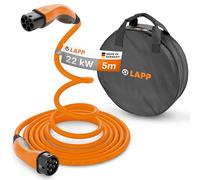 Lapp Mobility Helix Tipo 2 Set de Cable de Carga con Bolsa, autoenrollable, 22 kW, 5 m, 32 A, trifásico, Modo 3, IP55, para Coches eléctricos e híbridos, para wallbox y estación de Carga, Naranja
