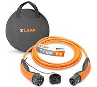 Lapp Mobility Set de Cable de Carga Tipo 2 con Bolsa de Transporte, 22 kW, 5 m, 32 A, trifásico, Modo 3, IP55, para Coches eléctricos e híbridos, Compatible con wallbox y estación de Carga, Naranja
