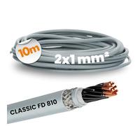 Lapp ÖLFLEX CLASSIC FD 810 CY 0026230 - Cable de control de PVC (10 m, 2 x 1 mm², para cadenas de remolque, cable de control, 2 conductores, color gris