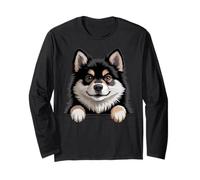 Lapphund Finlandés Divertido Peeking Pocket Puppy Lappie Dog Manga Larga