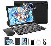 Laptok Tablet con Teclado - MUJENYZ Android14 Tablet 10 Pulgadas, 12GB RAM+64GB ROM+Expandible 1TB, WIFI6+BT5.4/Widevine L1/GMS/5000mAh, Stylus, Teclado, Ratón, Auriculares, Funda