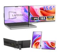 Laptomo Monitor Portátil, 14" FHD 1080P IPS Extensor de Pantalla para Portátil con Soporte Incorporado Dos Altavoces, HDMI/USB-A/Tipo-C Plug and Play de 13"-17" (Mac, Wins, Android, Dex) (S2)