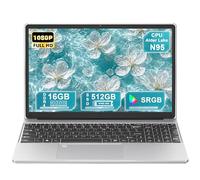 Laptop de negocios FHD IPS 2025 de 15.6 pulgadas, portátil con Alder Lake N95 (hasta 3.4 GHz), pantalla IPS UHD de 15.6 pulgadas, 16 GB de RAM, 512 GB NVMe SSD Win 11 Pro, batería de 5800 mAh, WiFi 5