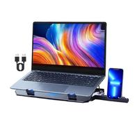 Laptop Kühlpad - 36 x 26 cm Abs Aluminio |Notebook Kühler Basis Leise | Einstellbarer Lüfterständer Mit Handyhalter | Gamings Office Für Büro Arbeit Reise Zuhause