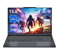 Laptop para juegos, computadora portátil de 15.6 pulgadas con procesador N150 (hasta 3.6 GHz), 16 GB de RAM 512 GB SSD, teclado retroiluminado, FHD 1920 x 1080, WiFi 5, BT 4.2, desbloqueo de huellas