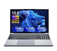 Laptop para juegos, computadora portátil de 15.6 pulgadas, procesador Celeron N5095, 16 GB de RAM, SSD de 512 GB, pantalla FHD 1920 x 1080, apertura de ángulo de 180, teclado retroiluminado,