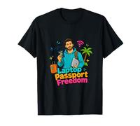 Laptop Passport Freedom Digital Nomad Travel Design Camiseta