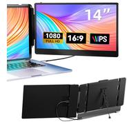 Laptop Screen Extender, 14" FHD 1080P IPS Dual Laptop Monitor Extender, Plug n Play Portable Travel Monitor for Laptops 13.3"-17" with HDMI/USB-A/Type-C, Compatible with Windows Mac Chrome Android