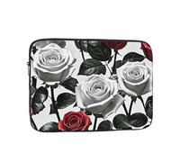 Laptop Sleeve Case 13 Inch Shockproof Protective Notebook Black White and Red Roses Laptop Case Computer Bag
