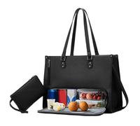 Laptop Tote Bag - Insulated Work with Lunch Compartment, Professional Women's Carry, Durable Organizer | Spacious Storage for Phone Tablet Book Food Drink College School Travel Outdoor Business Road T