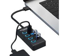 Laptop USB Hub, Multiport Splitter Adapter, 3,7 x 0,83 x 1,65 in Fast Charging Expander, Compact Data Transfer Design, Multifunctional Connector for Tablets, Hard Drives, Computer