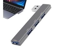 Laptop USB Splitter - Hub USB para PC, USB 4 Port Extender | Aluminio aleación de color plata portátil USB adaptador multipuerto expansor para escritorio, portátil, unidad flash, impresora, PC