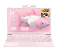Laptop Windows 11 Pro de 14 pulgadas, MS Office 2024 con teclado numérico, Celeron N5095, 8 GB de RAM (hasta 64 GB de expansión), SSD NVMe de 256 GB, pantalla FHD 1920P, bisagra de 180°/WiFi/BT (rosa