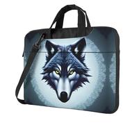 Laptop y tablet con cabeza de lobo feroz, diseño elegante, tela duradera e impermeable, casual de negocios, Black, 13 inch