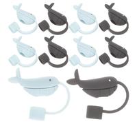 LAPYAPPE 10 Tapones de Paja de Silicona Forma de Ballena, Decorativos y Ligeros, Tapas Reutilizables para Pajitas, Ideales para Fiestas y Uso Diario