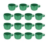 LAPYAPPE 15 Cuencos de Plástico Verdes para Pájaros, Comedero para Jaulas Capacidad Razonable y Diseño Desmontable para Alimentación en Jaulas