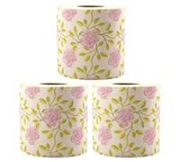 LAPYAPPE 3 Rollos de Papel Higiénico de Pulpa de Bambú con Estampado Floral de Rosas Papel Decorativo y Suaveza Toallas para Baño y Uso Diario Diseño Elegante para Decorar el Hogar