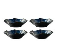 LAPYAPPE 4 Piezas Plato de Cerámica Estilo Japonés Diseño de Hoja de Loto para Salsa de Soja y Aperitivos, Ligero Residuos de Color, Adecuado para Servir Sushi