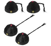 LAPYAPPE 4 Sombreros Chinos Antiguos Tocados Reales, Sombrero Tradicional Qing Negro Talla 58 Cm para Cosplay, Teatro, Disfraces y Eventos de Rol Histórico Adulto